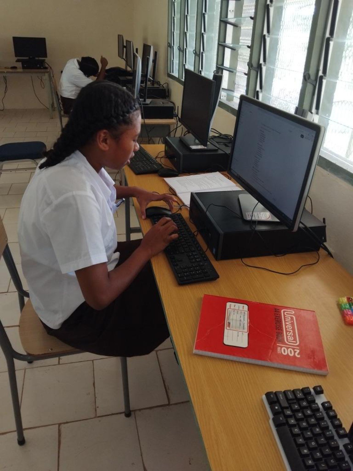 Students using computers in the new lab