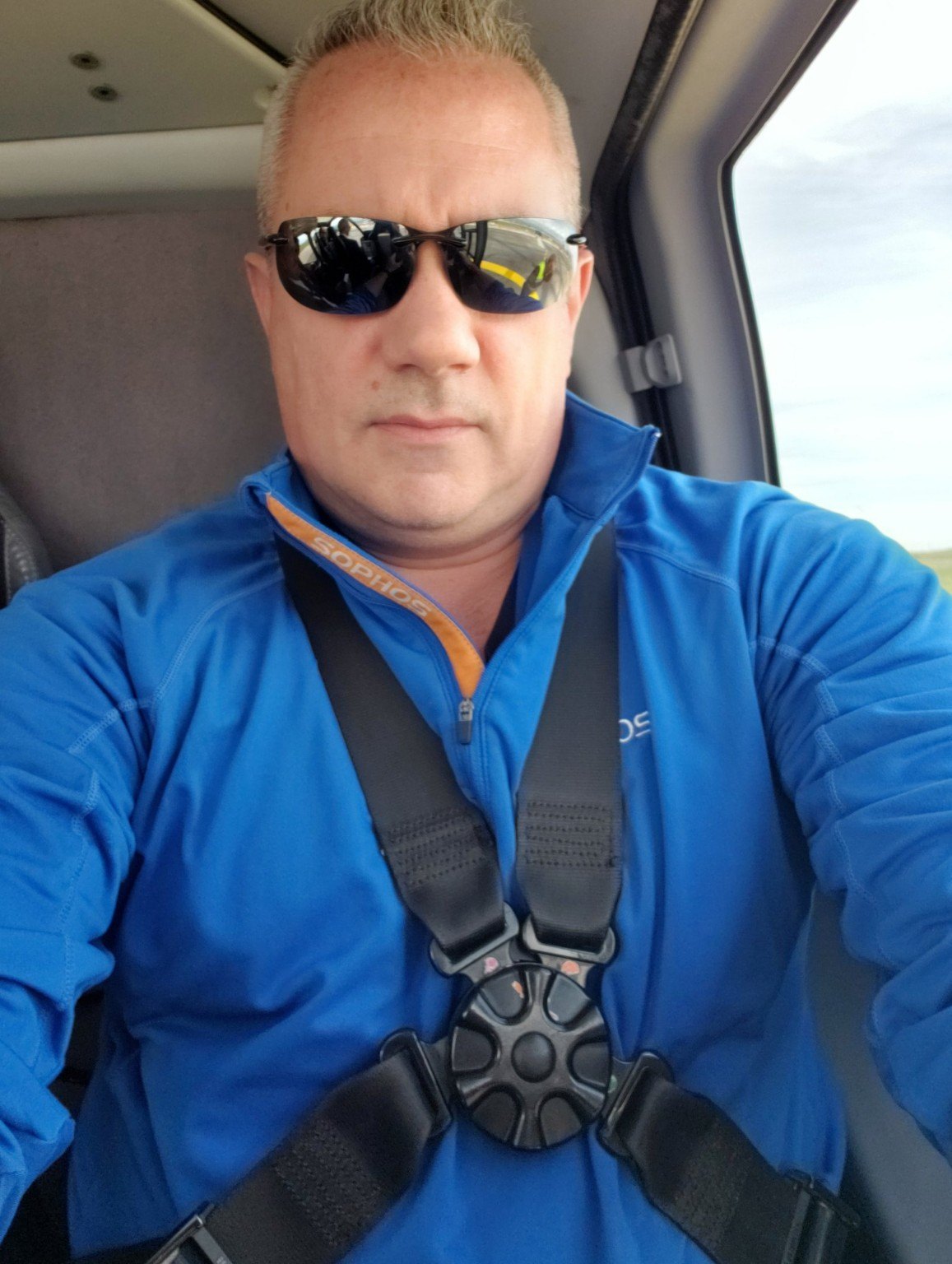 Strapped into a helicopter seat