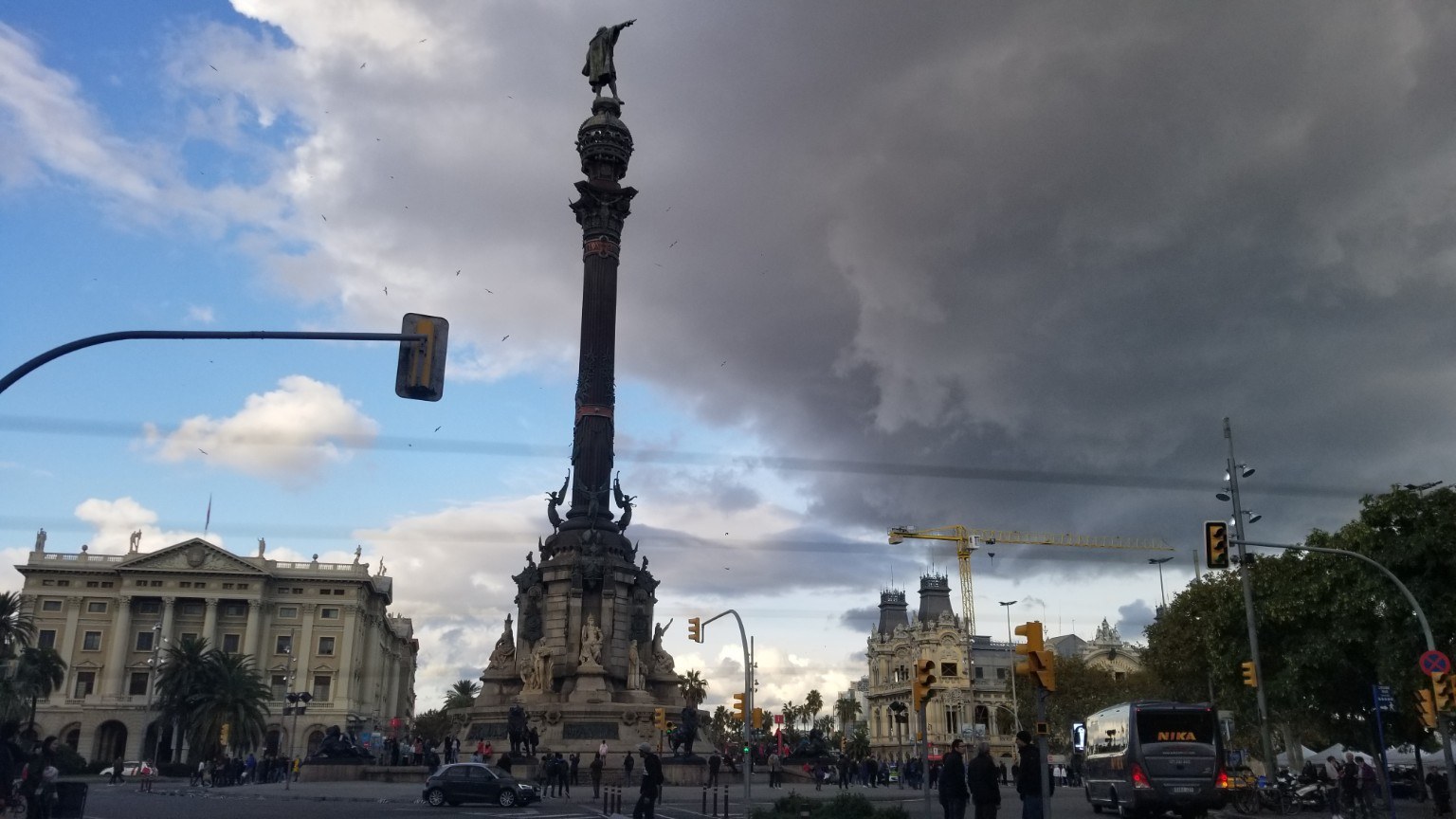 Columbus Monument at the foot of La Rambla in Barcelona
