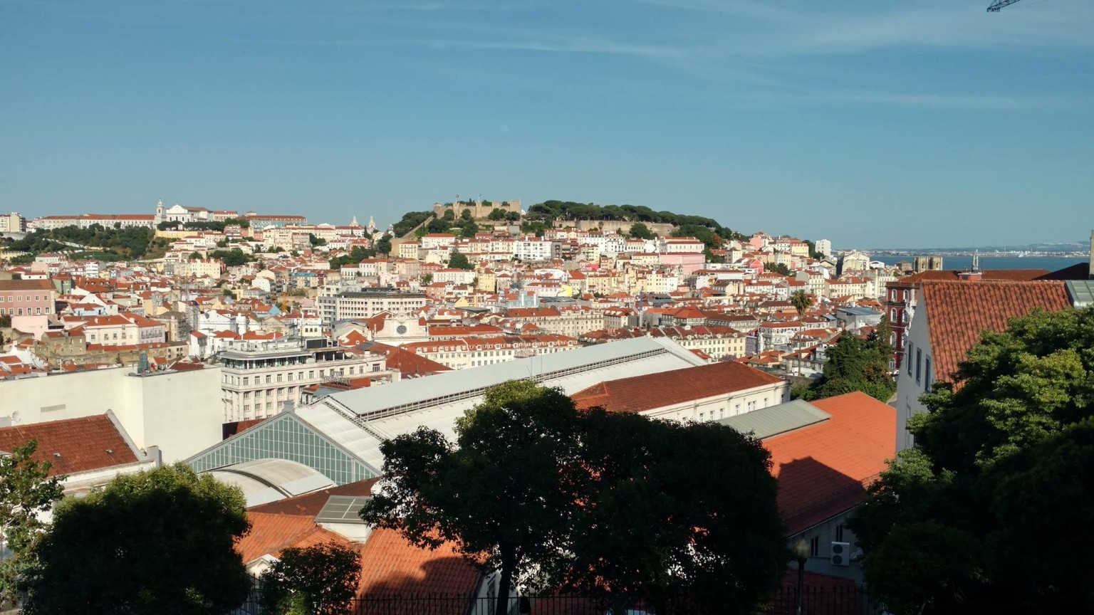 Panoramic view of Lisbon with São Jorge Castle on the hill