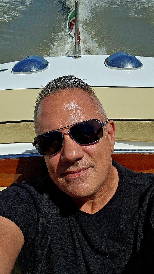 Water taxi selfie in Venice