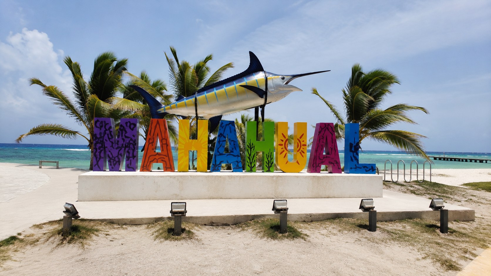 Mahahual sign on the Costa Maya coast