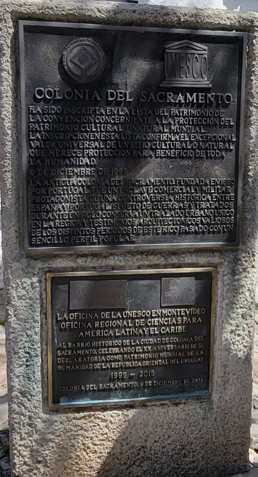 UNESCO plaque in Colonia del Sacramento