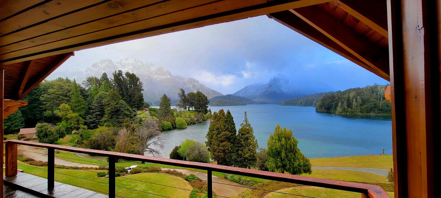 Patagonian panorama from lodge balcony