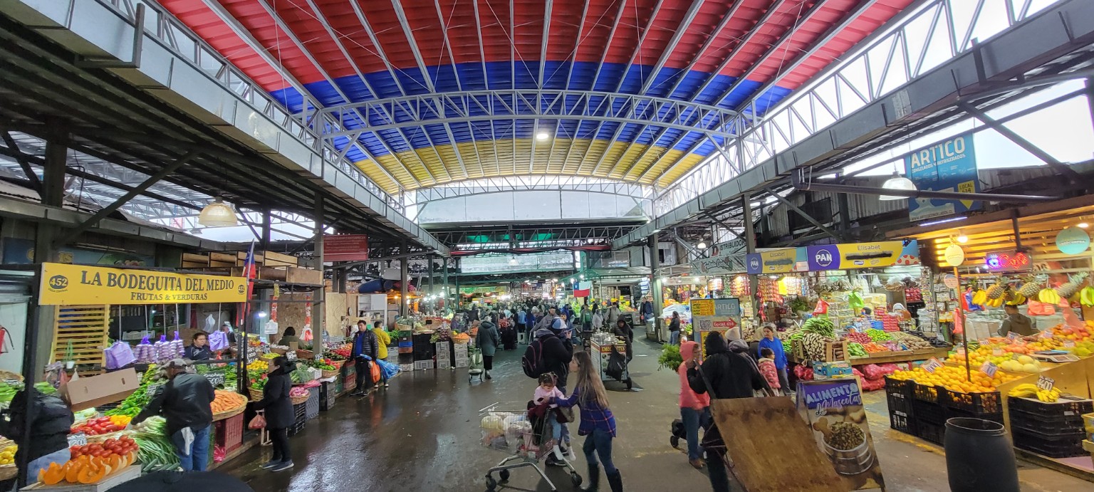Interior panorama of Vega Central market in Santiago