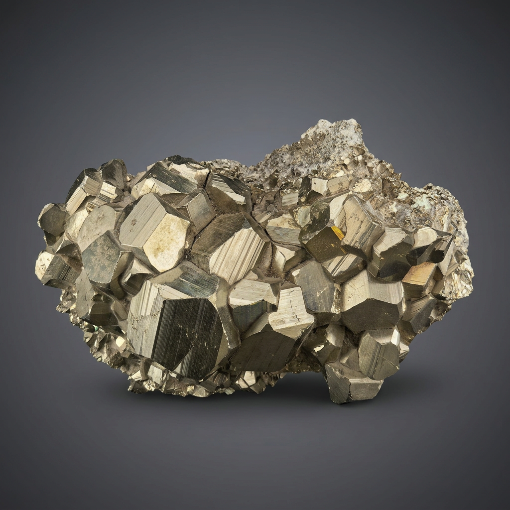 Crystalline cluster pyrite specimen