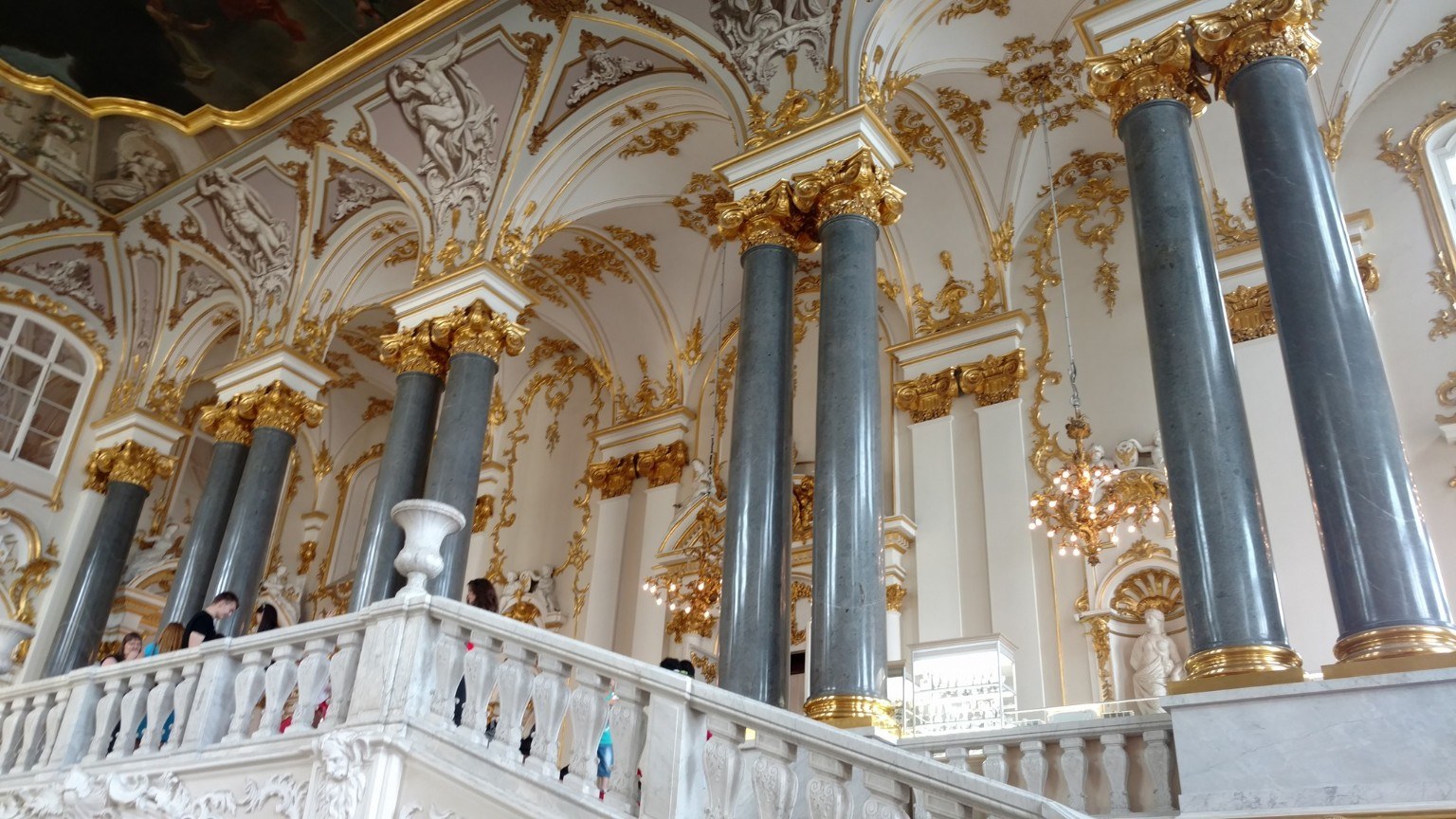 Grand staircase inside the Hermitage Museum