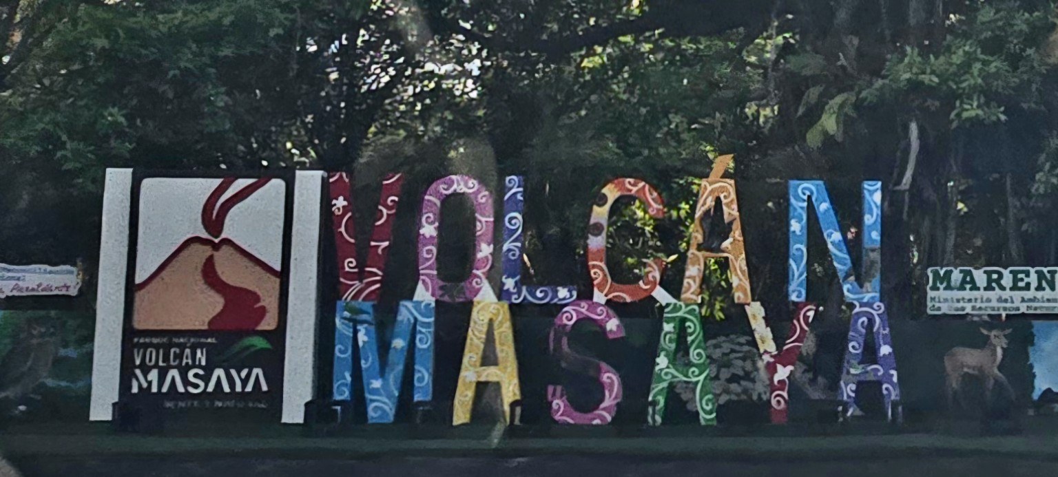Parque Nacional Volcán Masaya entrance sign