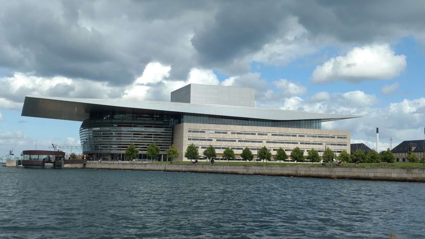 The modern Copenhagen Opera House across the harbor