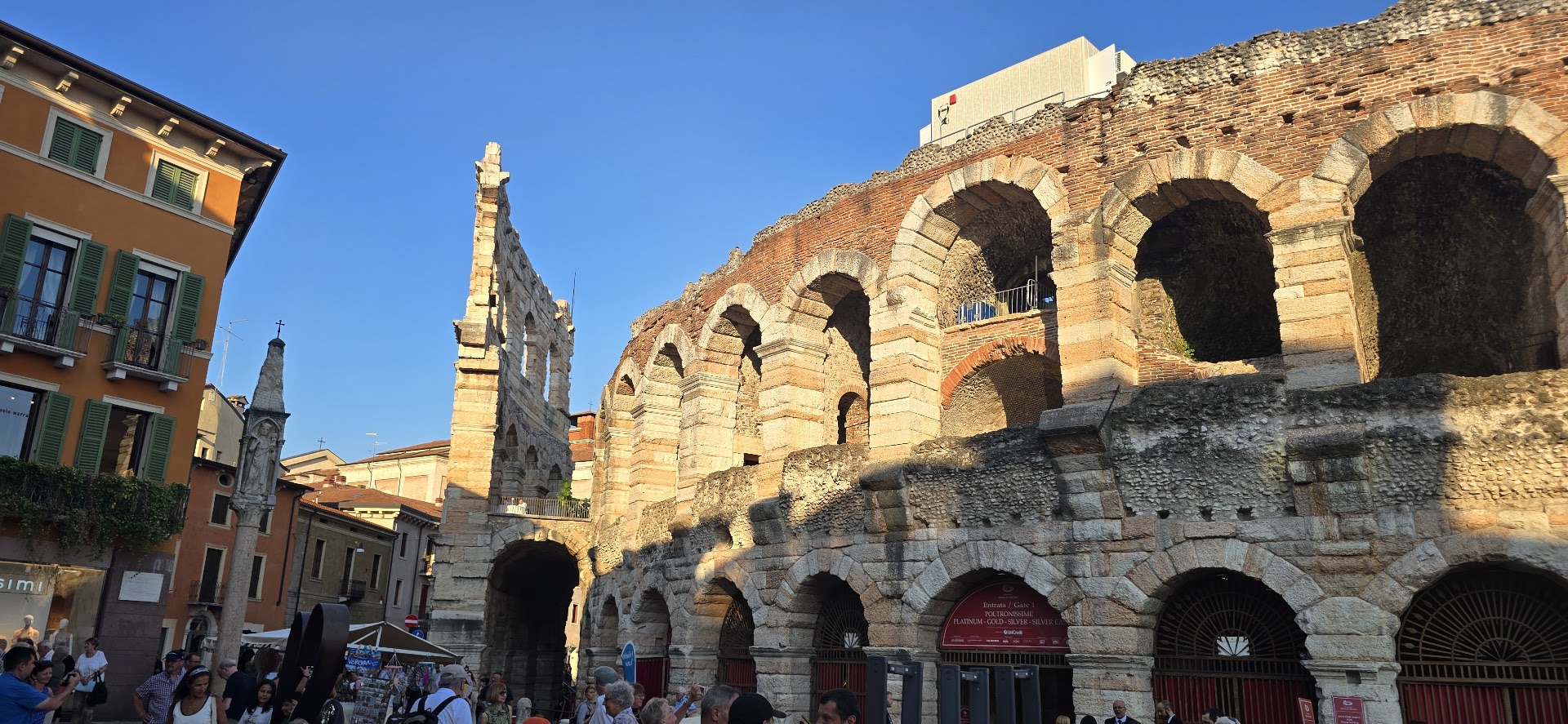 Up close to the arches of the Verona Arena