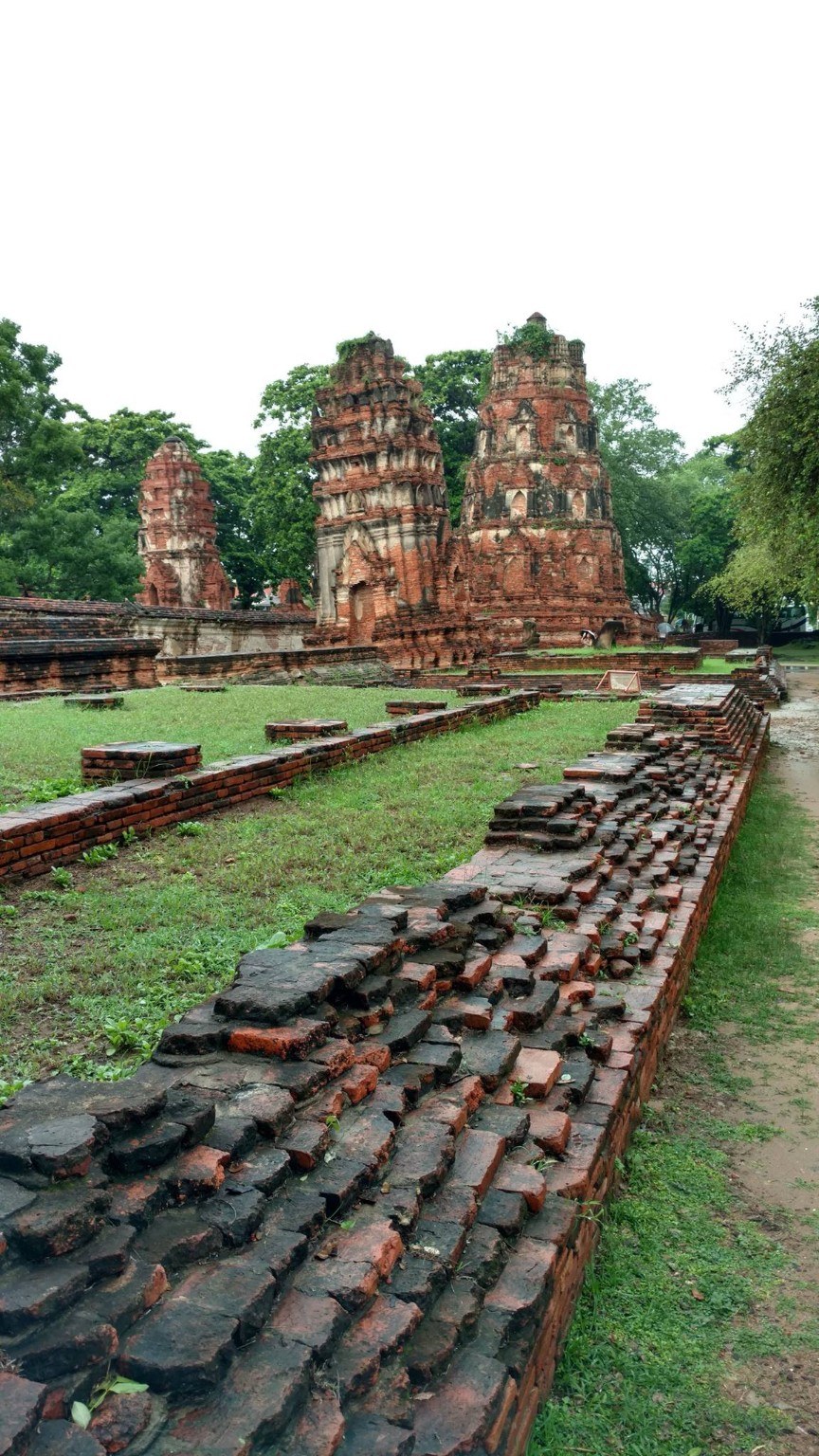 Ruined towers and brickwork in the old capital of Ayutthaya