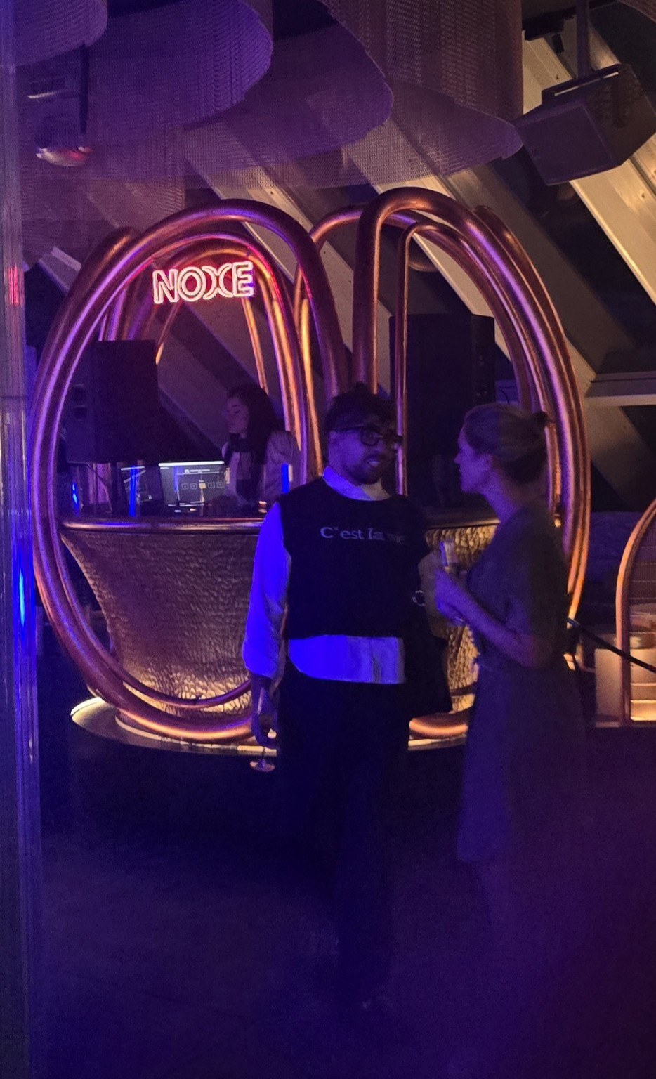 Neon NOXE sign at the rooftop bar of the W Barcelona