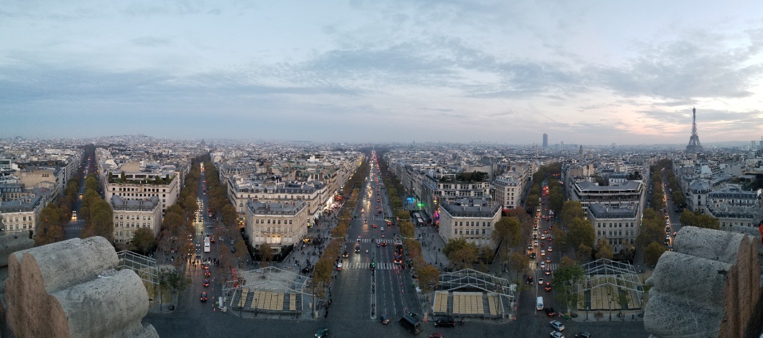 Wide view down the Champs-Elysees
