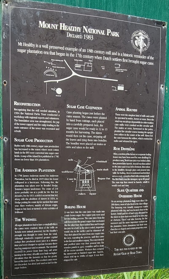 A National Parks sign explaining the mechanics and history of the Mount Healthy sugar works.