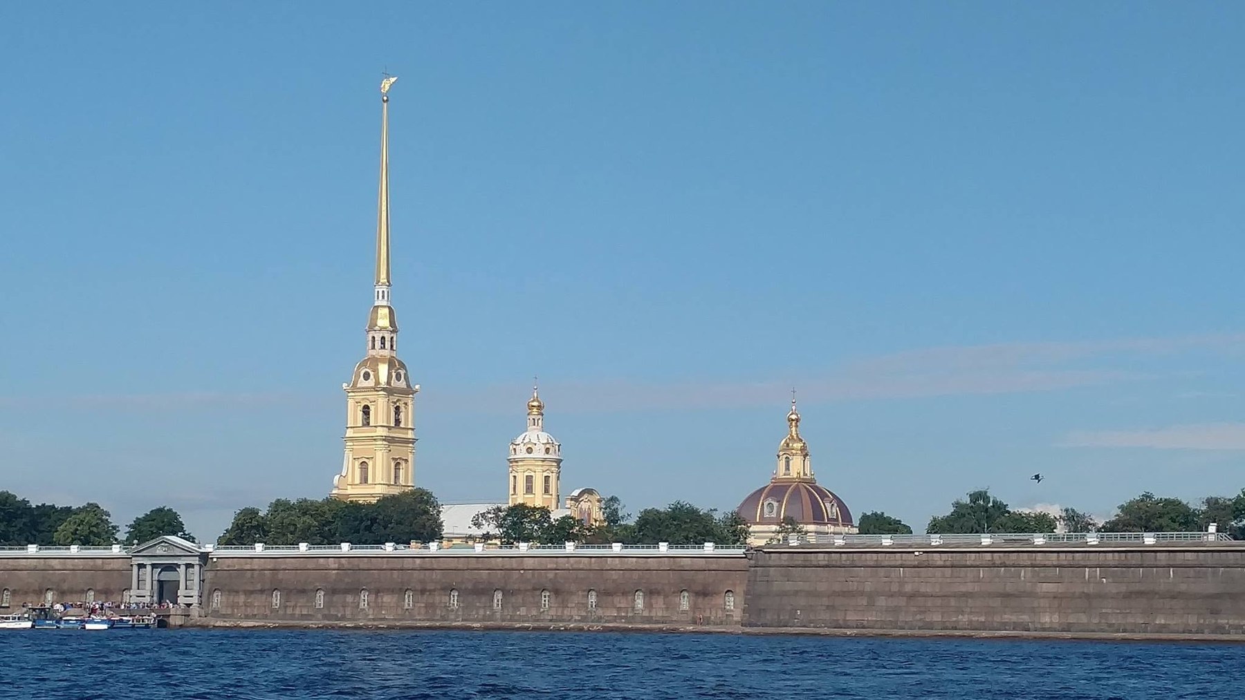 Peter and Paul Fortress wall and spire from the Neva River