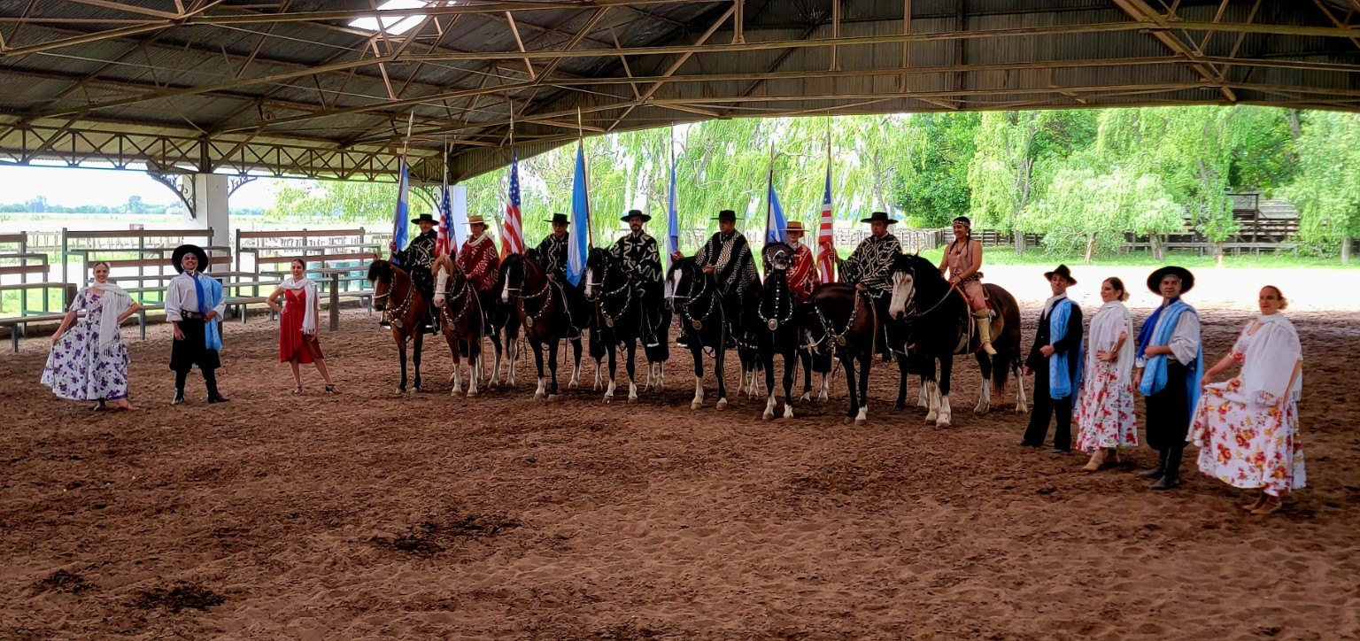 Riders and dancers at the estancia