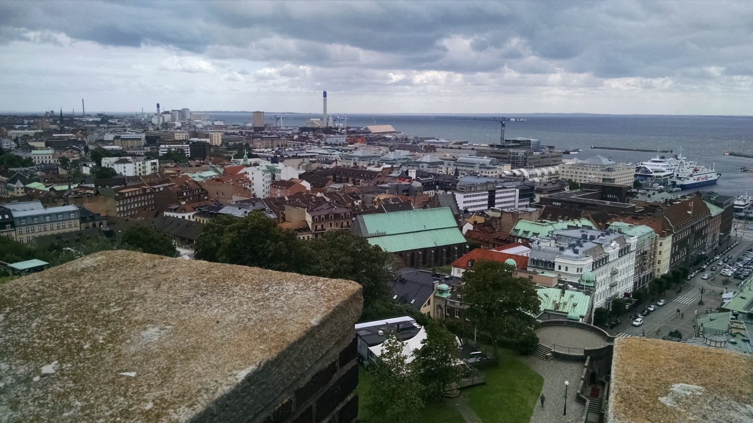 Helsingborg harbor view across the Øresund