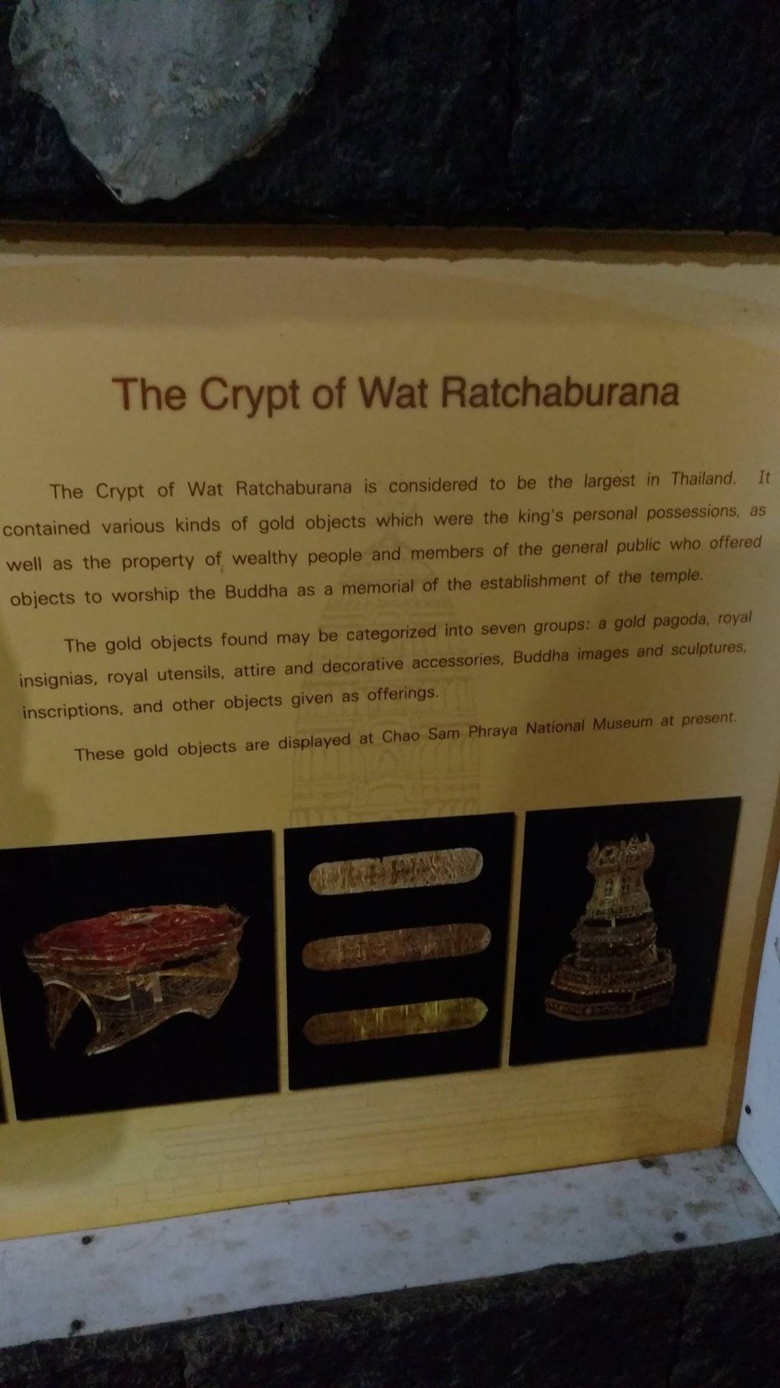 The crypt of Wat Ratchaburana, once connected with royal treasures and offerings