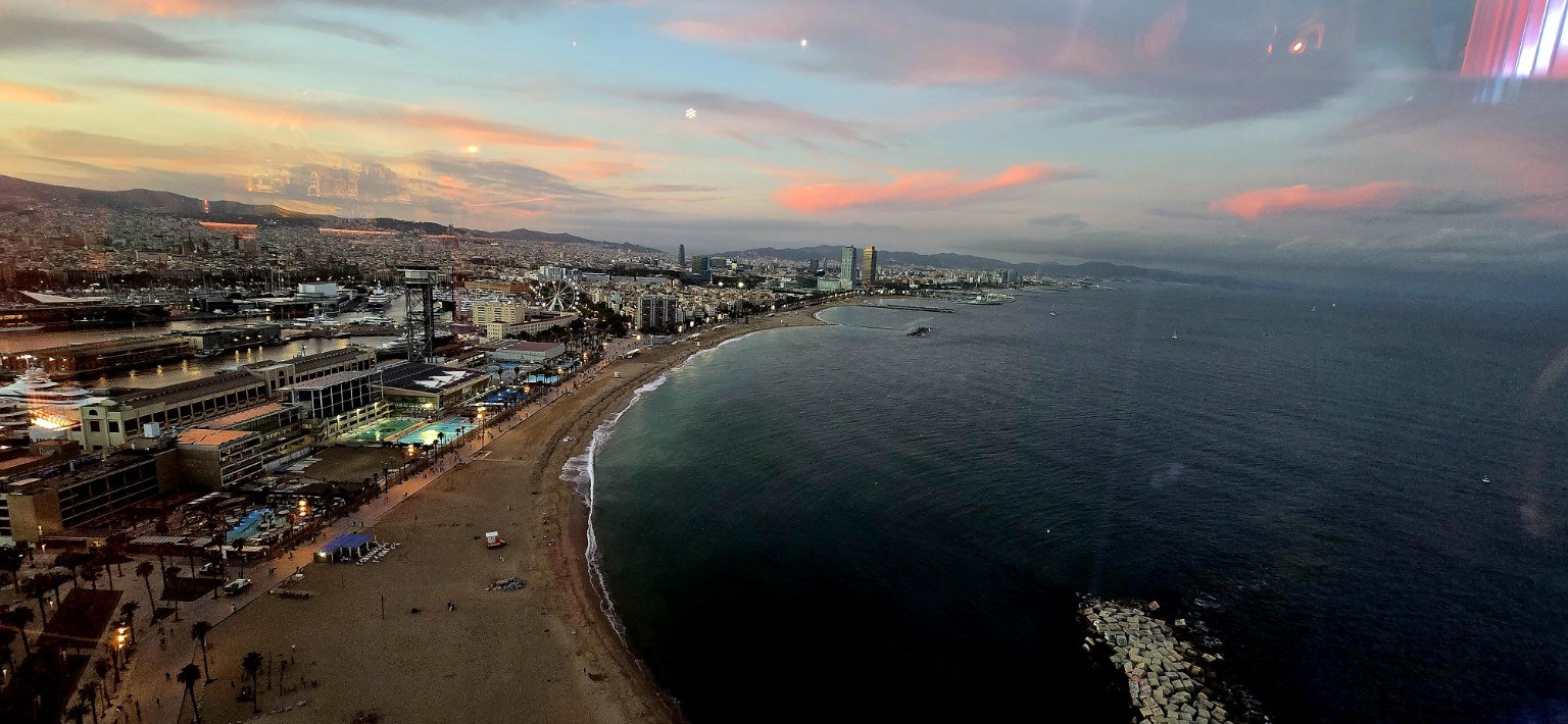 Sunrise over Barcelona coastline from the W Hotel