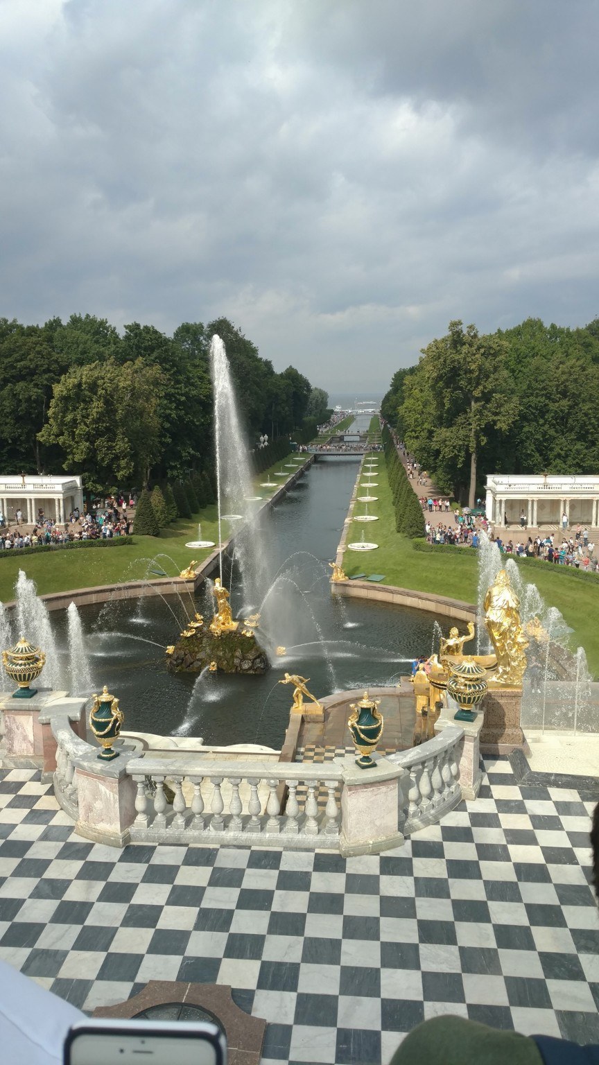 Upper and Lower Gardens at Peterhof looking toward the Gulf of Finland