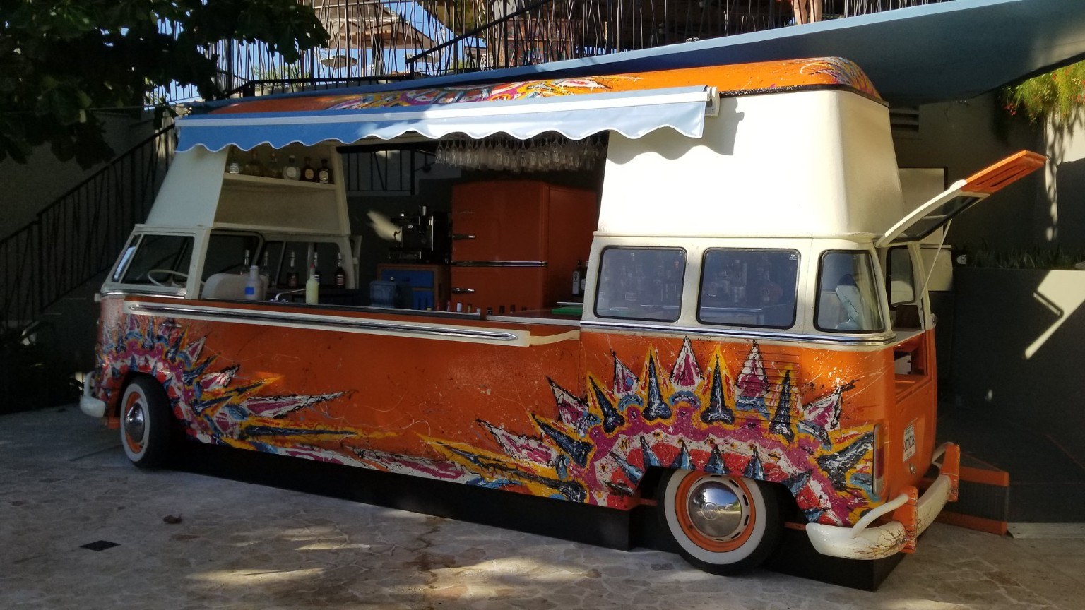 A colorful resort cocktail van