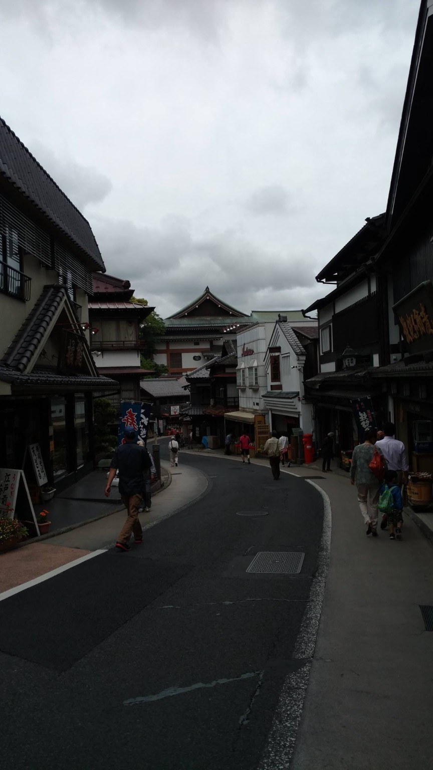 Narita's quiet streets leading toward the temple