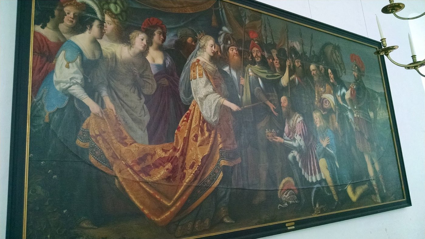Royal imagery inside Kronborg, the kind of painting that lets you know subtlety was not the point