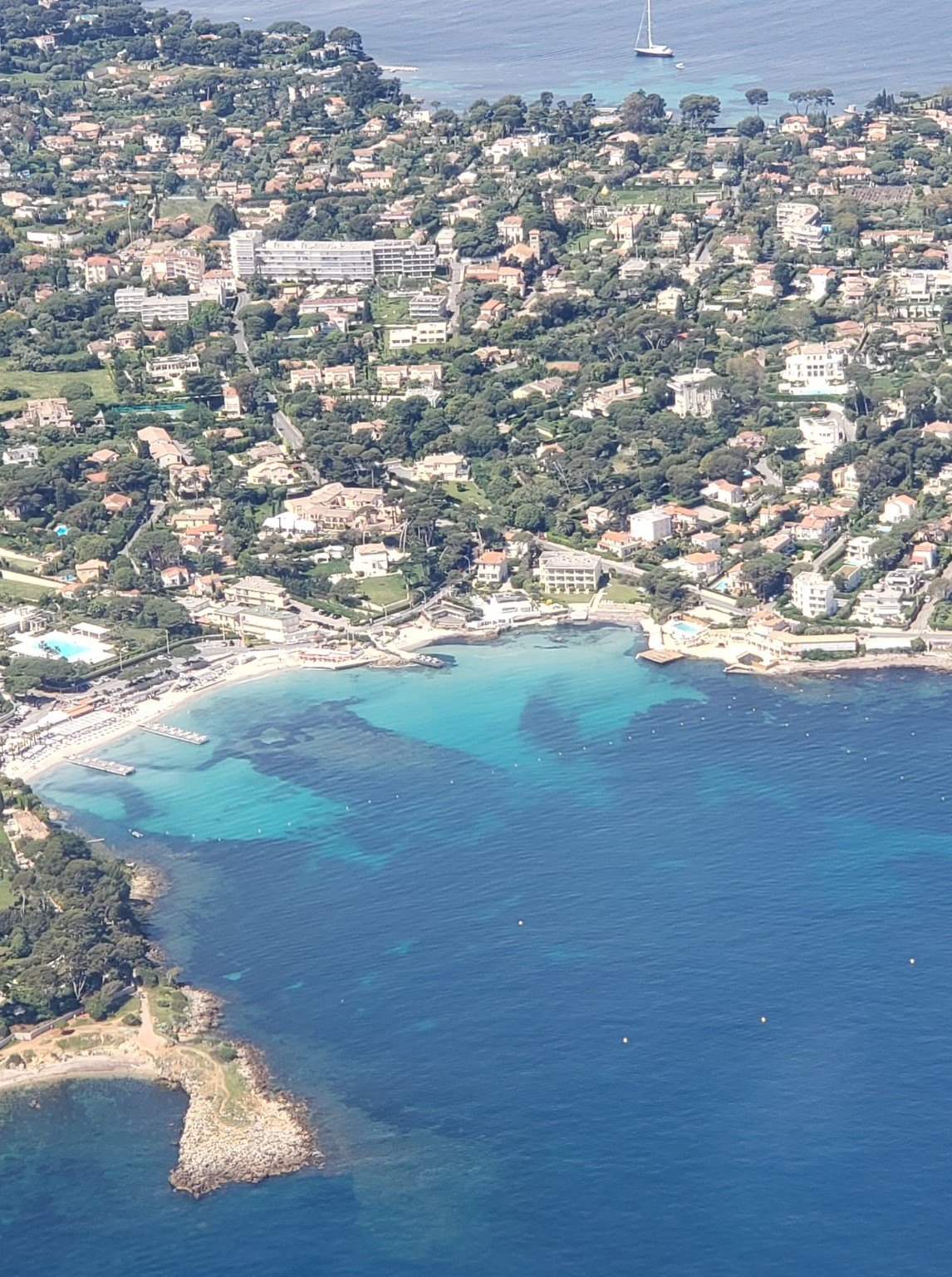 Aerial view of the Côte d'Azur from a helicopter