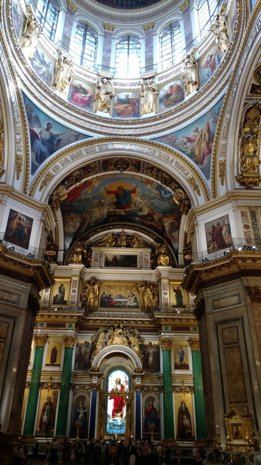 Looking up at the dome inside St. Isaac's Cathedral