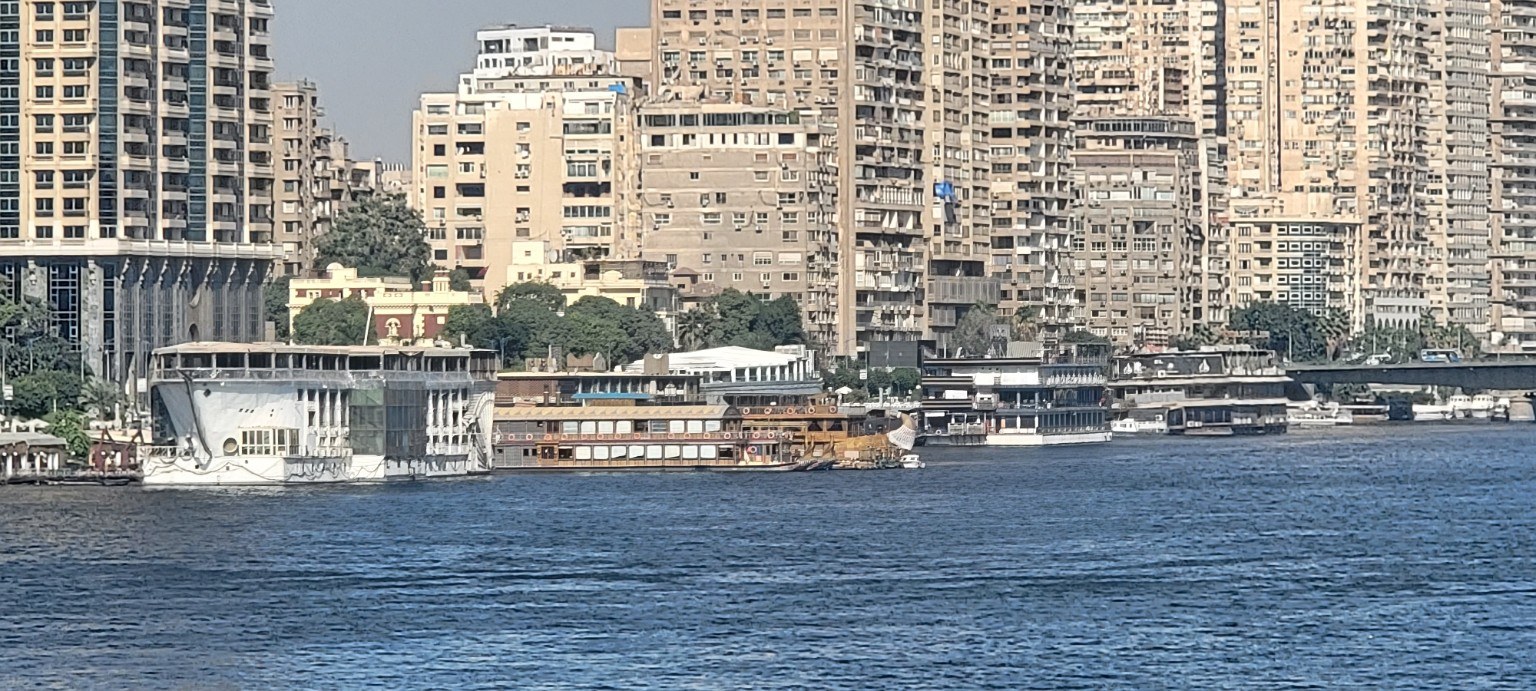 Cairo and Giza skyline pressed against the Nile with bridges crossing the river