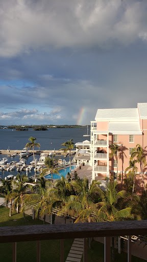 A double rainbow over the harbour in Hamilton, Bermuda