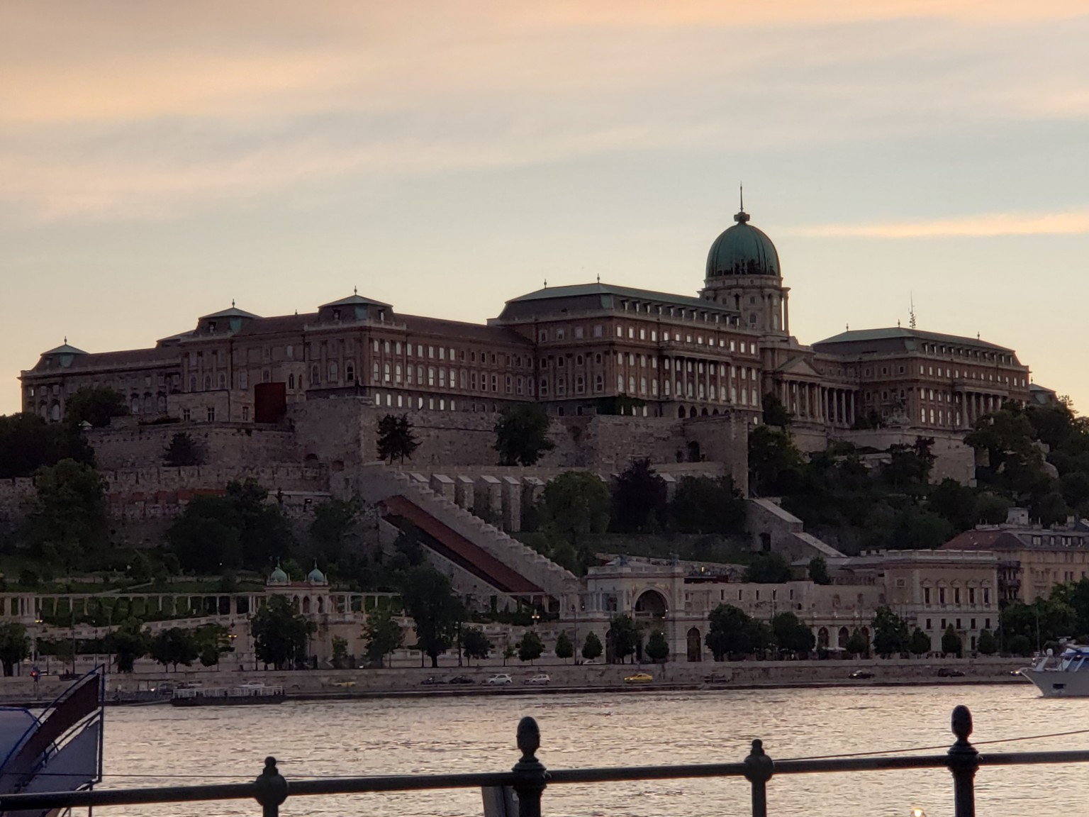 Buda Castle at sunset from across the Danube