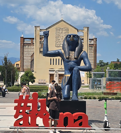 Verona Arena with the city's red iconic sign