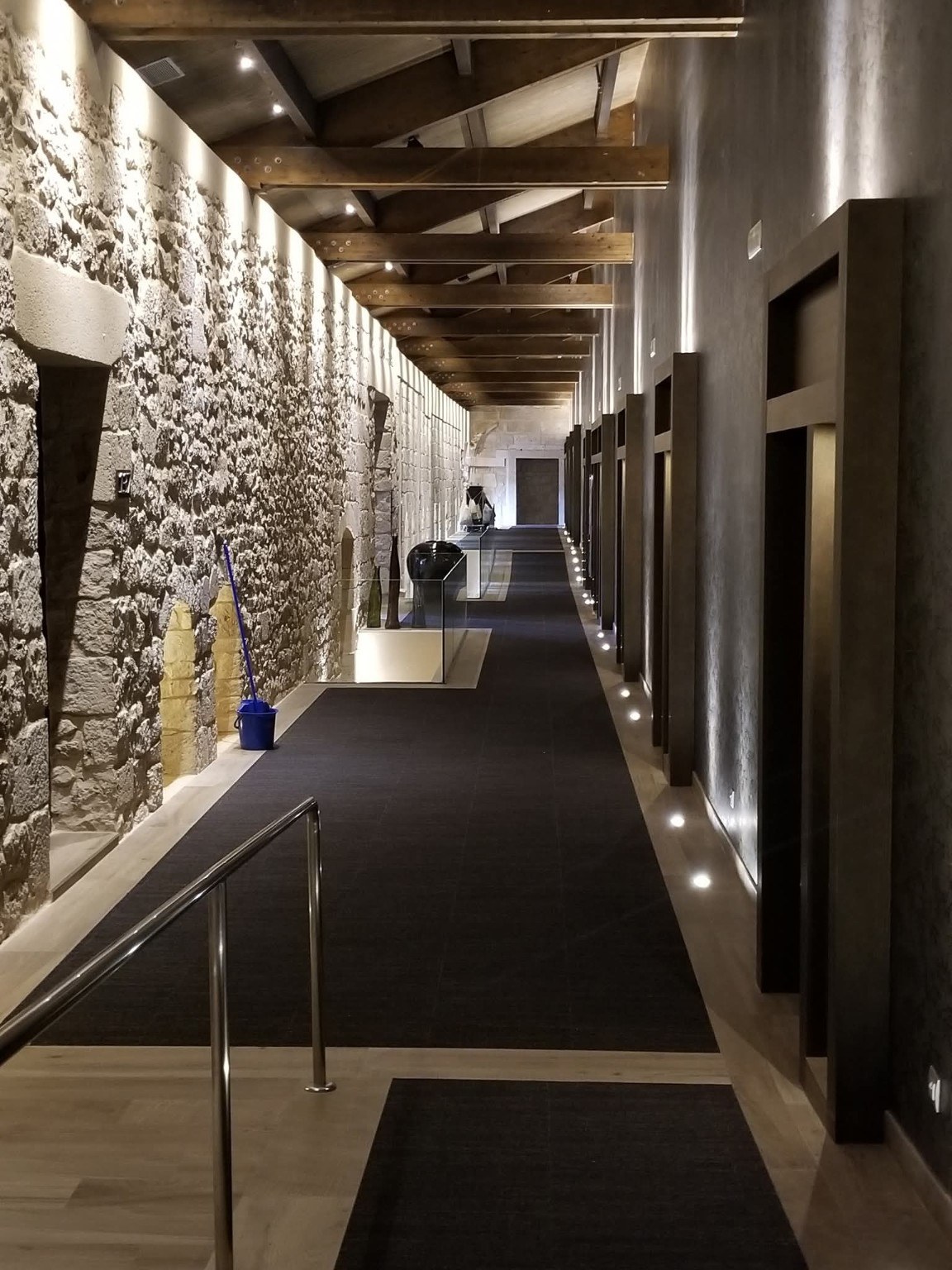 Stone-walled corridor inside Castilla Termal Monasterio de Valbuena