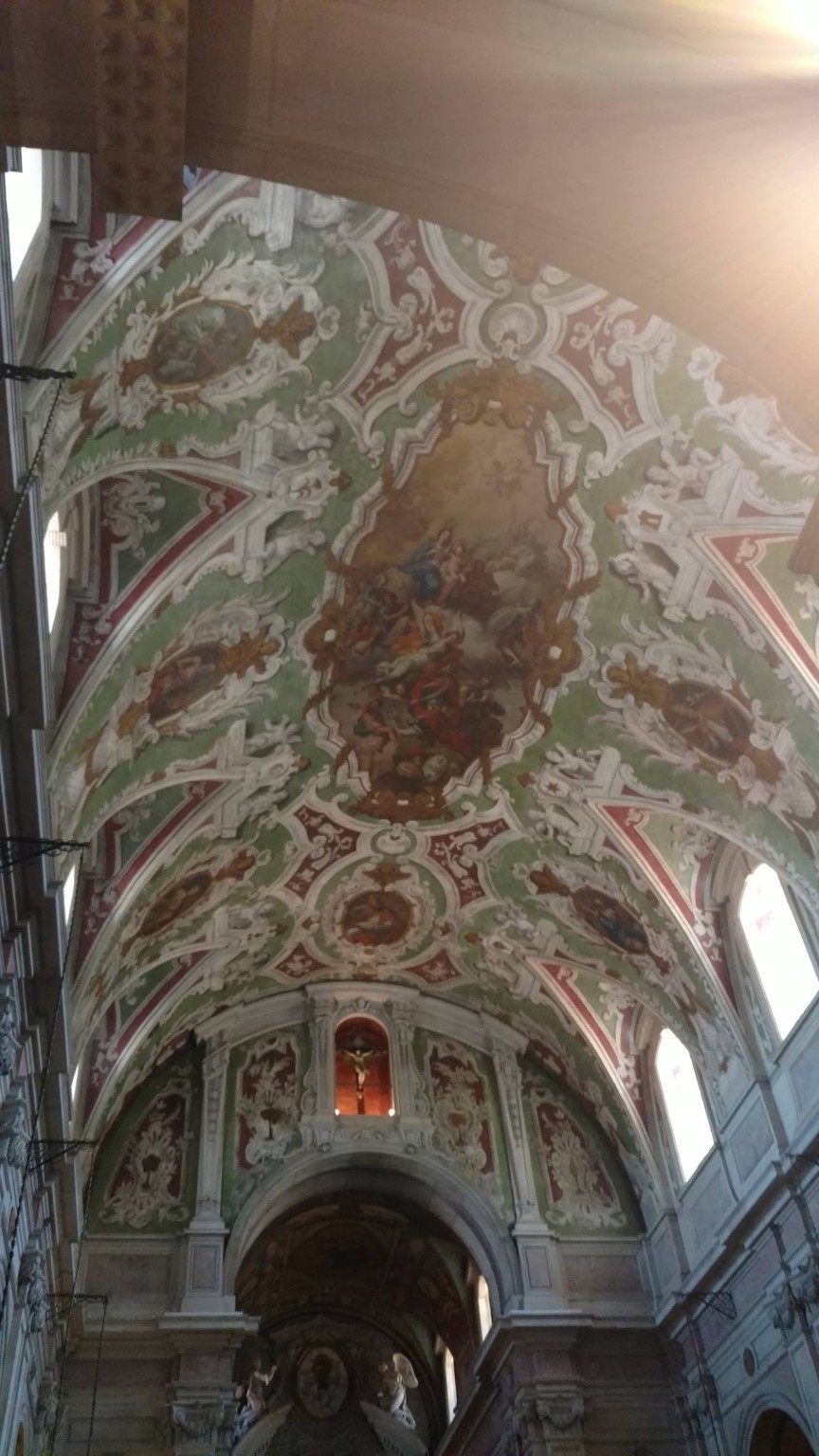 Painted ceiling fresco inside a Lisbon church