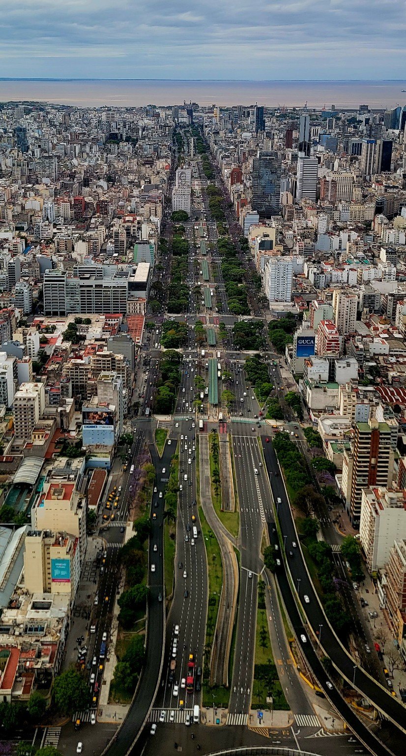 Buenos Aires from above with Avenida 9 de Julio