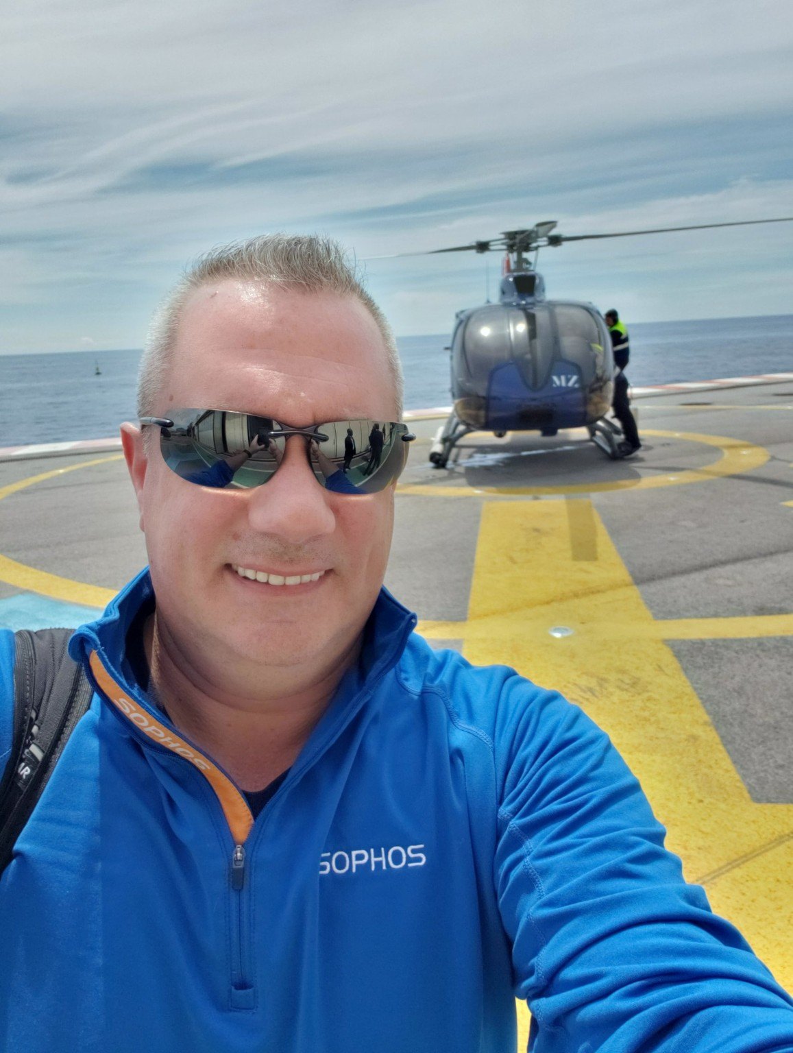 On the helipad in Nice before takeoff