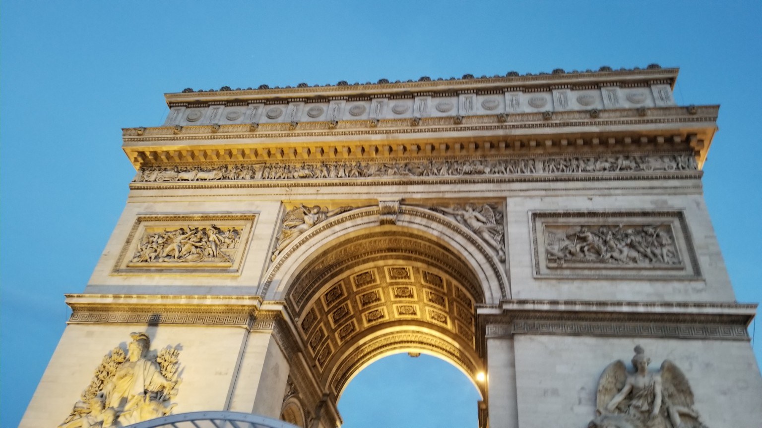 Arc de Triomphe lit from below