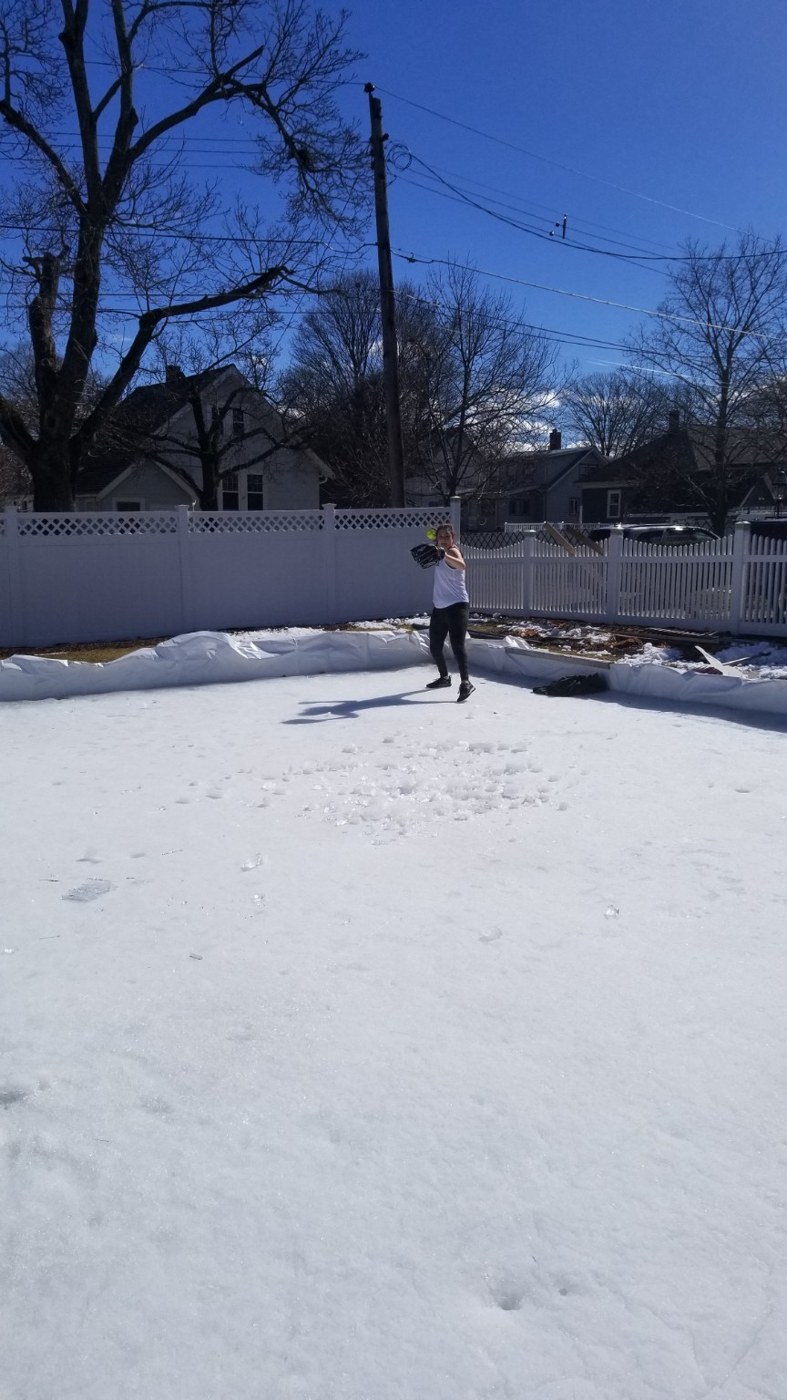 Backyard transitioning from hockey to lacrosse as seasons change